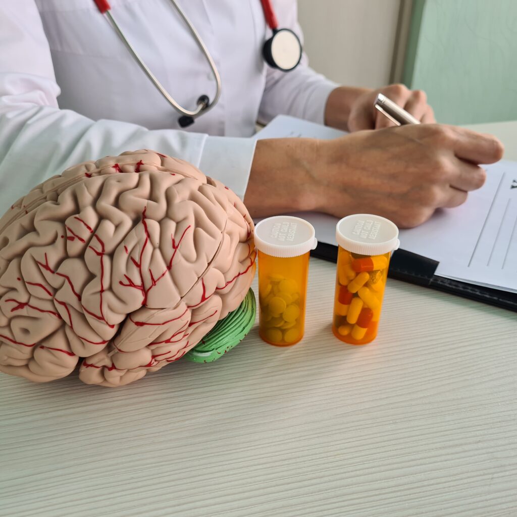 doctor writes medical prescription neuropsychiatric pill 1