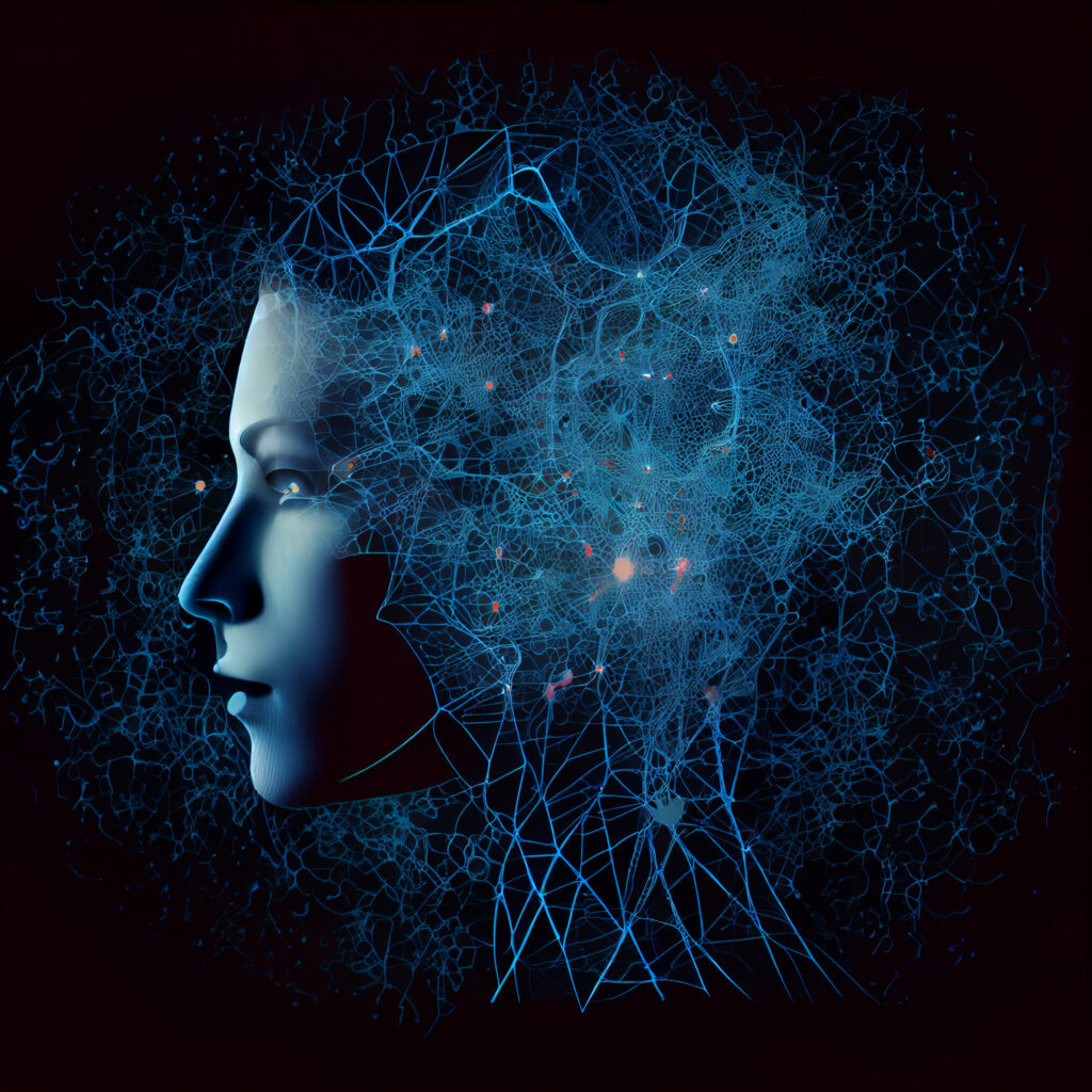 female head with network generative ai